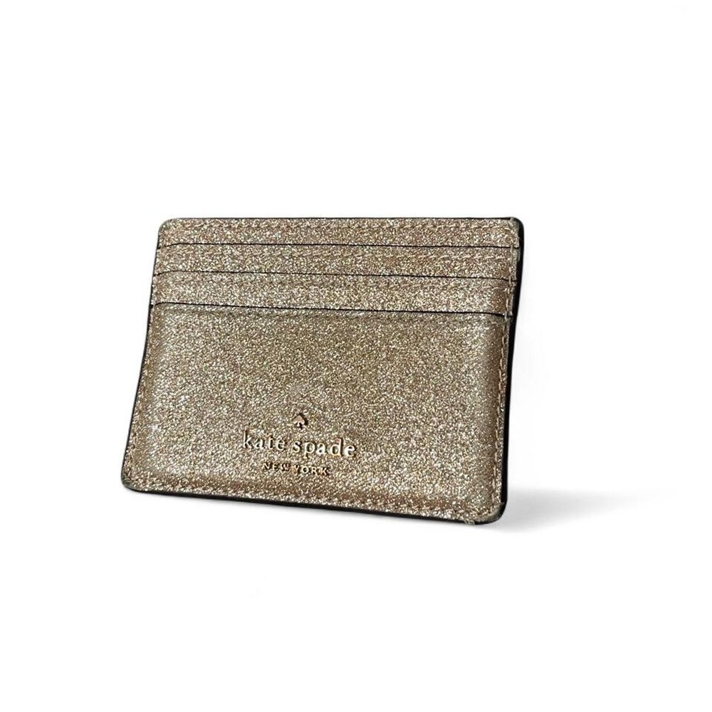 Kate Spade New York gold glitter card holder
